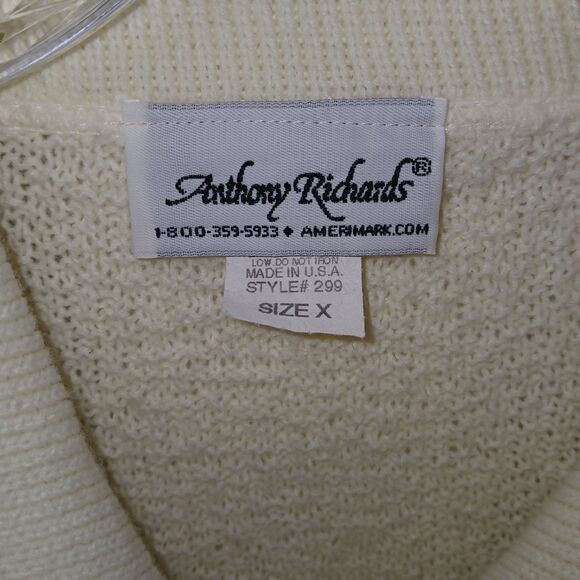 Anthony Richards Ivory Knit Cape Cardigan Sweater with Fringe, Size X Feminine - Picture 8 of 11